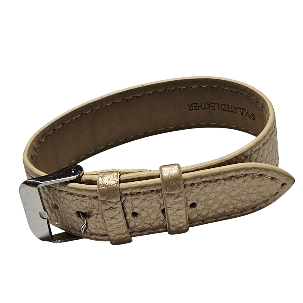 Gold Simulated Leather Watch Band Strap Replacement With Buckle Fashion Jewelry